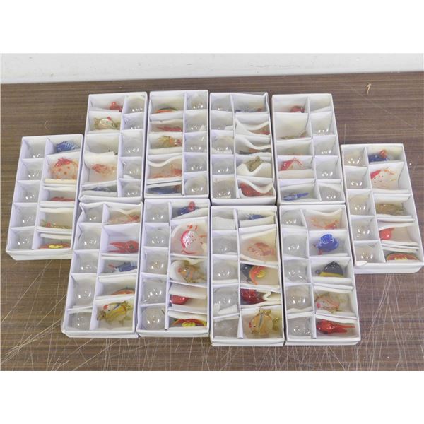 10 Sets Hand Blown Glass Aquarium Fish with Bubbles