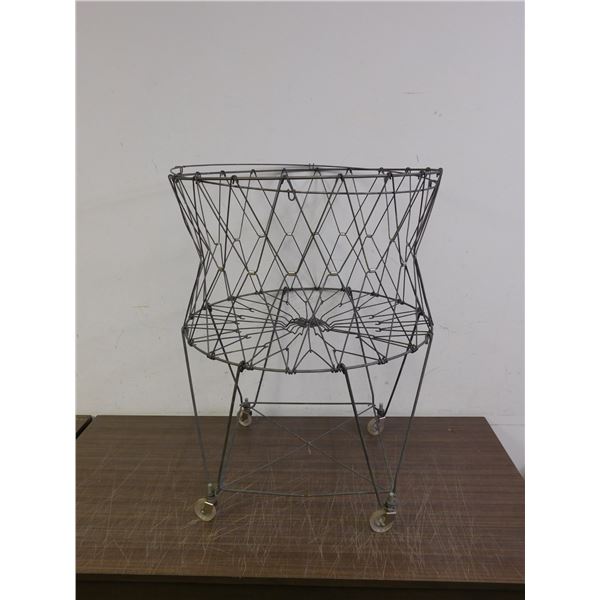 Collapsible Wire Farm Laundry Basket Bin Rolling Allied Product Co