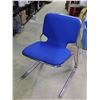 Image 1 : Vintage Chrome Base Blue Wool / Fabric Dining / Waiting Room Chair