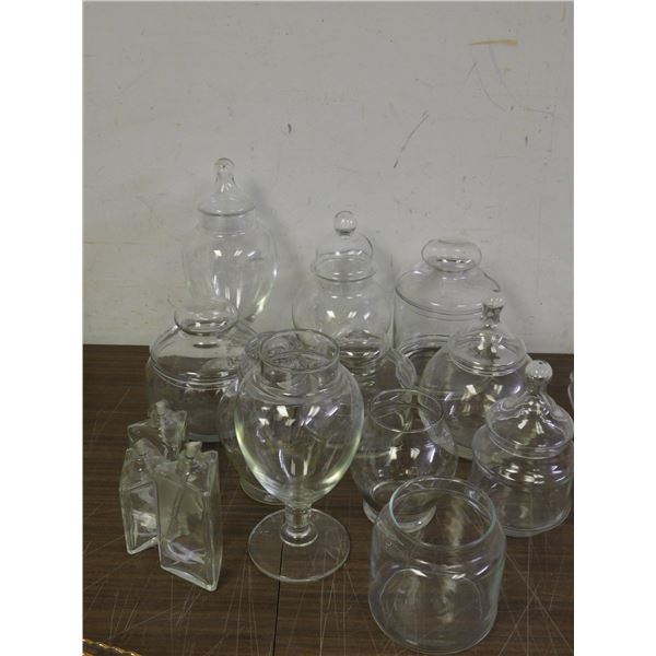Lot of Glass Candy Jars / Apothecary Jars with Lids