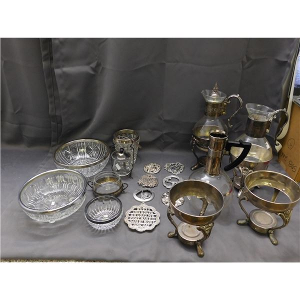 Lot of 17pcs Pearlescent Clear Carnival Glass Plates Cups and Bowls