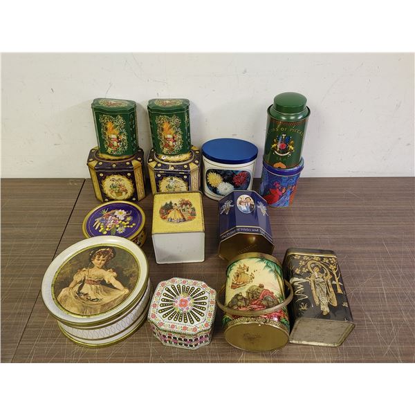 Lot of 14 Vintage Tins Biscuits Tea Etc Royal Wedding Charles Diana