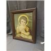 Image 1 : Vintage/Antique Religious Print with partial Coca Cola Advertising Backboard
