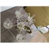 Image 2 : Brass and Glass 5 Bulb Ceiling Fixture Chandelier