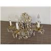Image 1 : Brass and Glass 6 Bulb Ceiling Fixture Chandelier 21" Diameter