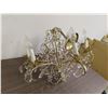 Image 2 : Brass and Glass 6 Bulb Ceiling Fixture Chandelier 21" Diameter