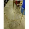 Image 2 : Brass and Glass 3 Tier Corner Shelf 17"w 13"d 44"t