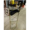 Image 3 : Brass and Glass 3 Tier Corner Shelf 17"w 13"d 44"t
