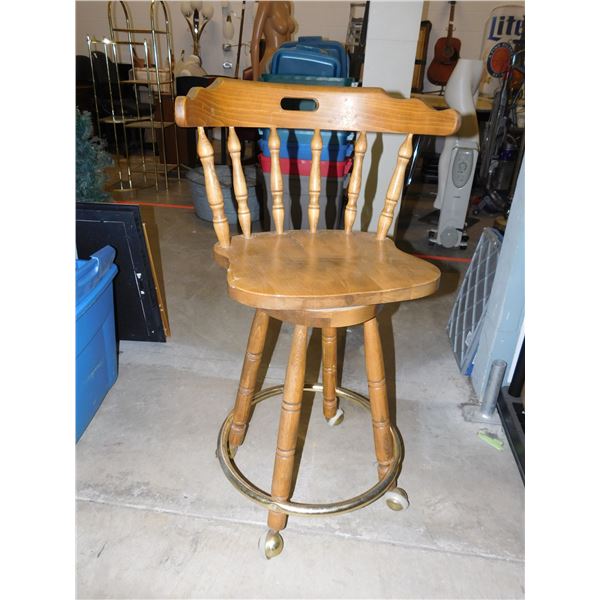 Wooden Rolling Bar Stool