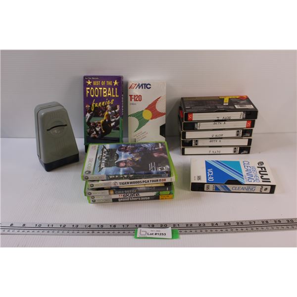 (8) VHS Tapes, (5) Video Game CASES and Manuals - NO Games