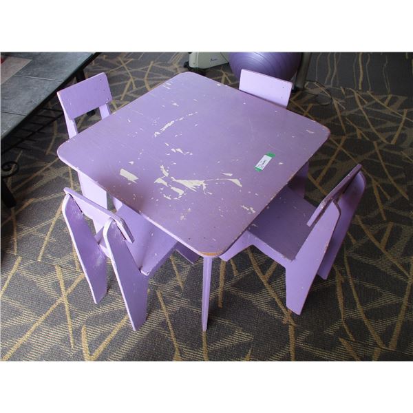 (5 pc) Childrens Wooden Table w/Chairs