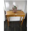 Image 1 : Wooden Table (Drawer Sticky) w/Mantle Clock (Chipped Top)
