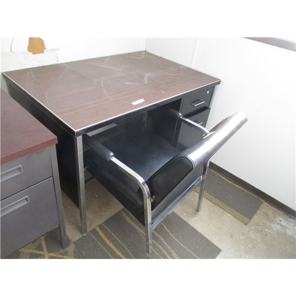 Metal Two Drawer Office Desk (45"x30"x29" Tall) w/Chair