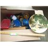 Image 1 : Kitchen Items - Plastic Container, Mugs, Glasses, Decorative Bamboo Plate