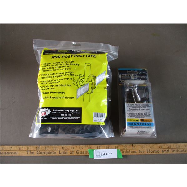 (1 Bag) Parmak Rod Post Polytape Electric Fence Insulators & Reese 6 Way Trailer Wiring Kit