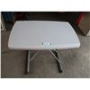 Image 1 : 18"x30" Adjustable Height Folding Plastic Top Table ( Top Has Hole)
