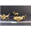 Image 1 : (4) Brass Figurines: Deer, Seashell, Bird