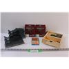Image 1 : Lot: (2) Fish Napkins Holders, Fishing Line, Mini Forks, (3) Bracelets & Hair Pins in Chest