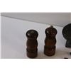 Image 3 : Lot: Brass Plates, Wood Salt & Pepper Shakers, Metal Art Bowl, Misc.