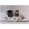 Image 1 : (2) Beer Steins (Empire & Heidelberg), Bottle Opener, Cat Laser, Misc.