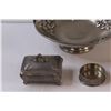 Image 5 : Pewter Serving Bowl Trays & Copper Plated Cream and Sugar Set w/Serving Tray, Curling Rock Storage T