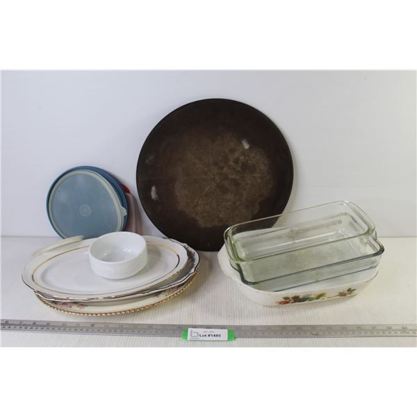 Pampered Chef Stoneware Pizza Cutting Board - Oval Plates - Glass Baking Pans (Pyrex & Fire King) - 