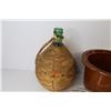 Image 2 : Crock Pot Insert Pot - Cork Pot Holder - Coke Bottle - Rope Covered Wine Bottle - (2) Glass Plates (