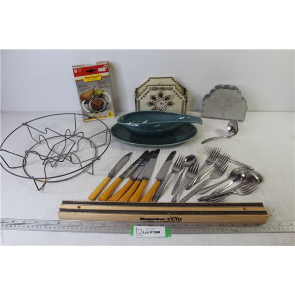 Russel Wright Gravy Boat - Magnabar - Apple Corer - Canning Insert Lift - Cutlery - Napkin Holders