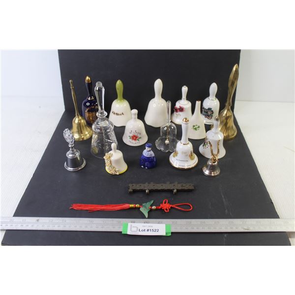 Lot of Bells - Brass- Ceramic - Glass - Metal Potholder