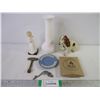 Image 1 : (2) Ornaments, Vase, Ashtray Medic Bracelet Flame Colorant and Log Lighter