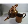 Image 5 : (10) Wade Tea Figurines, Galvanized Pail, Tobacco Tin, Bell, Bowl Copper Kettle/Cup and more