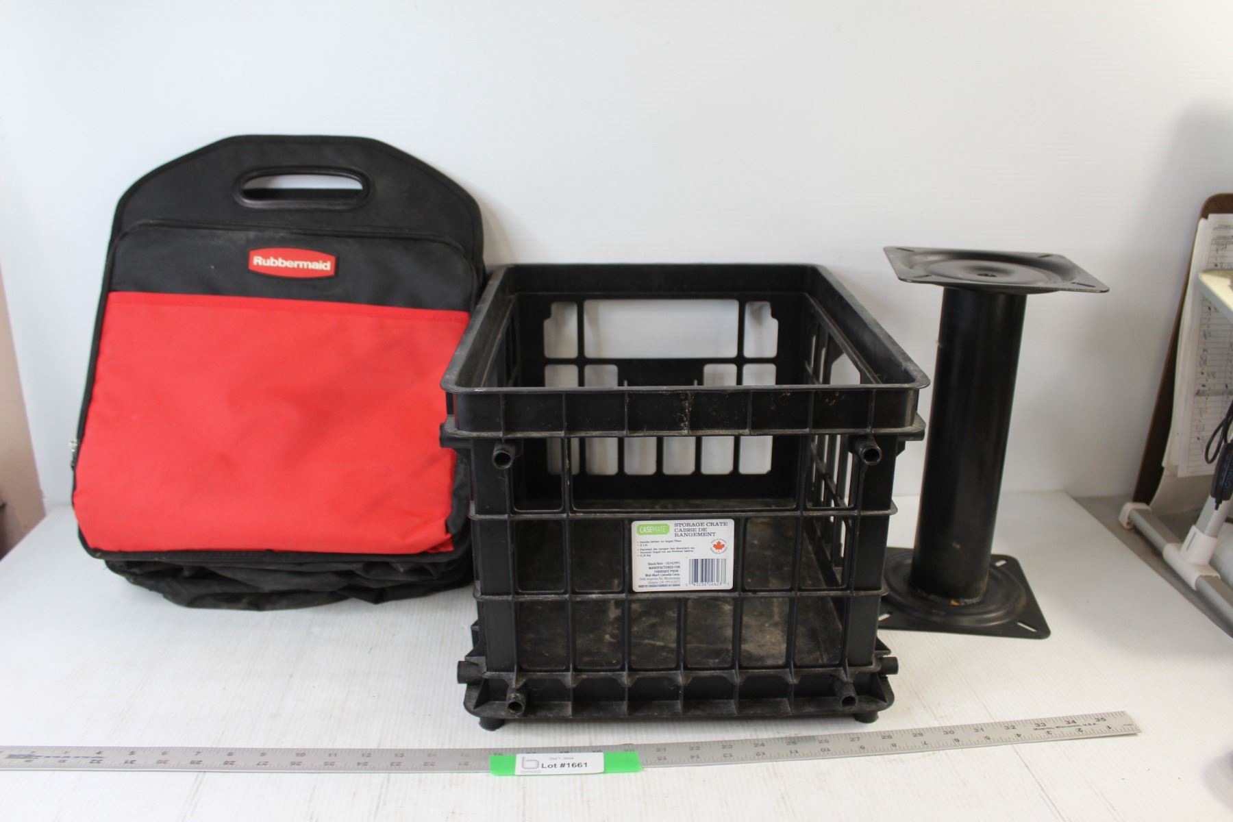 Rubbermaid Divided Folding Box, Crate, Stand - Bodnarus Auctioneering