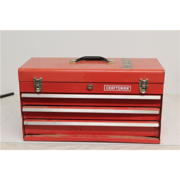 Craftsman Red Toolbox with Assorted Sockets, Wrenches, Screwdrivers, - 21" x 9" x 12" Bottom Drawer 