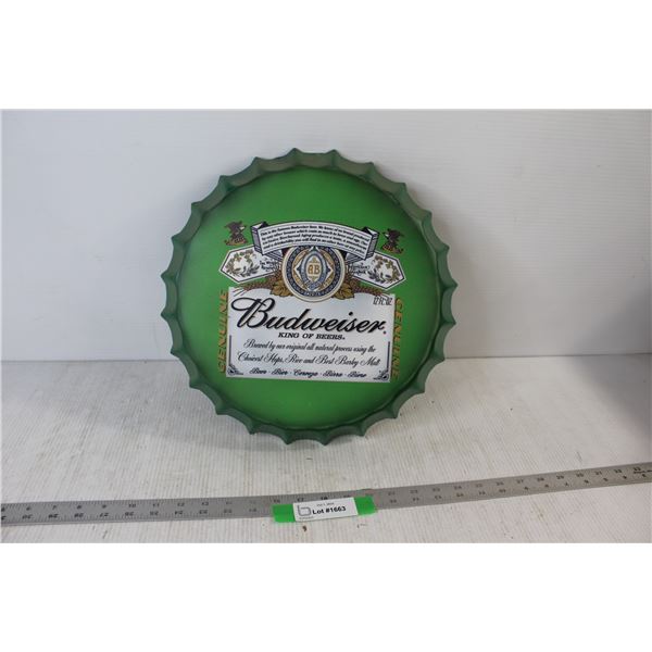 Budweiser Big Bottle Cap Sign - 14" Diameter