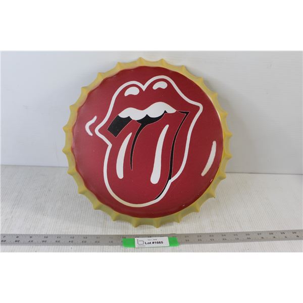 Rolling Stones Big Bottle Cap Sign - 14" Diameter