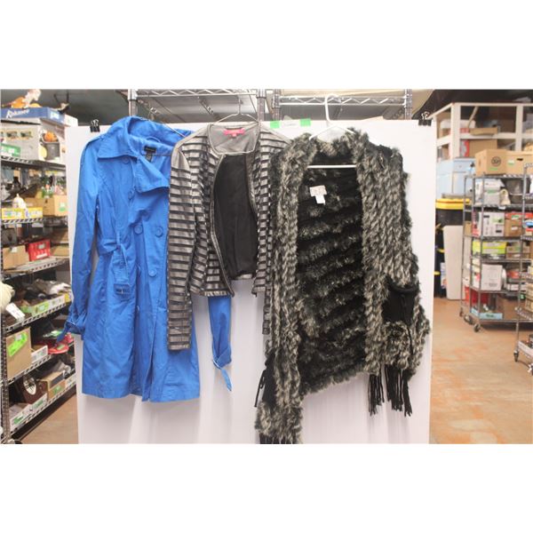Coat - Size M, Jacket - Size XS and Rabbit Fur Poncho