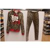 Image 8 : (2) Leopard Pattern Pants - Size S & M, (2) Bunny Hugs - Leopard Hello Kitty and Red Velour, Size S