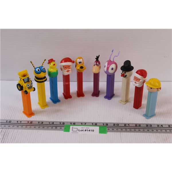 (10) PEZ: Bob the Builder, Disney Pluto, Santa, Dino Flintstones, Misc.
