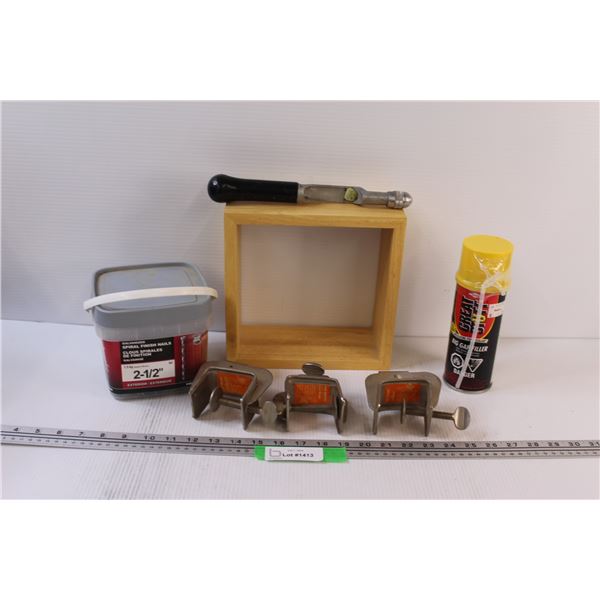 Lot: (3) Vise Grip Table Mounts, Great Stuff Gap Filler - Sealed, Box of 2.5" Spiral Nails Sealed, W