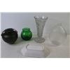 Image 5 : (4) Glass Vases - Ceramic Dish