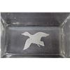 Image 4 : Vintage Heavy Clear Glass Ashtray (chip on inside edge - duck in flight etched on bottom)