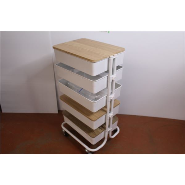*5 Shelf Rolling Craft/Storage Cart - 3 Lidded Trays - Can be Extended - Like New (39" x 30" x 32" -