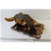 Image 1 : Steer Skull - Decorated & Mounted on Metal Tray w/Gold Coloured Leaves