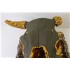 Image 2 : Steer Skull - Decorated & Mounted on Metal Tray w/Gold Coloured Leaves