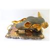 Image 3 : Steer Skull - Decorated & Mounted on Metal Tray w/Gold Coloured Leaves