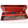 Image 2 : Red Toolbox With Assorted Wrenches/Screwdrivers/Drill Bits