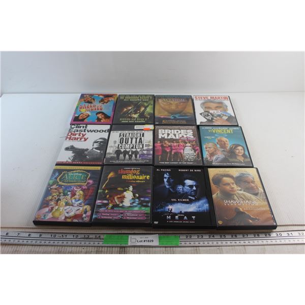 (12) DVD Movies - Alice in Wonderland, Brides Maids and Clint Eastwood Dirty Harry