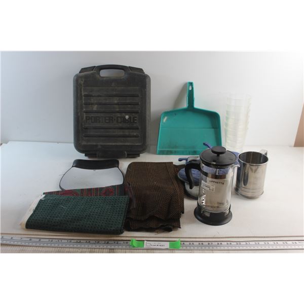 M3 Mouse Pad, Ikea French Press, Cups, Dust Pan and Assorted Items