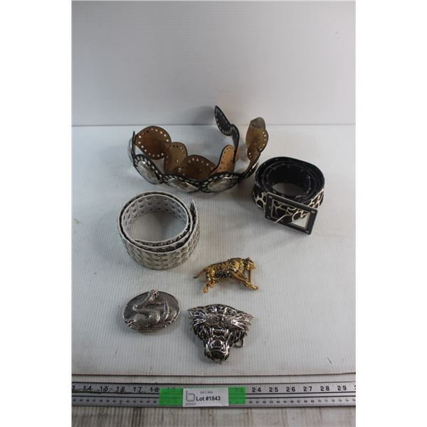 (3) Belts and (3) Belt Buckles