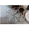 Image 6 : Plates, Pyrex Bowls, Pot, Cups, Timer and Vase